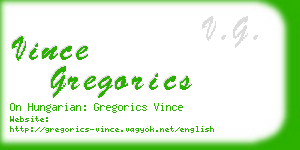 vince gregorics business card